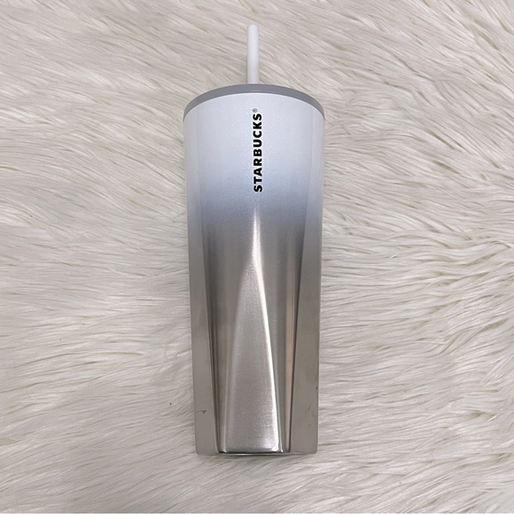 Starbucks Other - STARBUCKS White and Silver Stainless Steel Ombré Holiday Tumbler